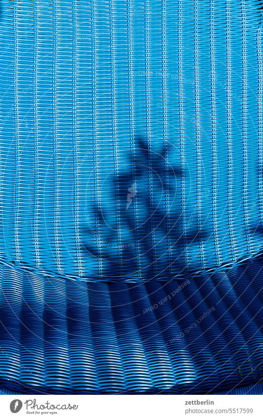 Shadow on blue Light Sun Chair weave wickerwork Plaited Seat Swing Plant Tendril Leaf leaves Branch Twig Garden Park holidays vacation free time