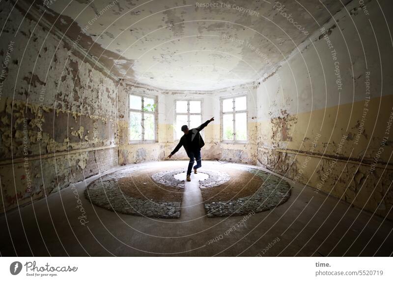 Lost Land Love III - Space Glider Room Man dance Art lost places Light Shadow spooky Movement Ravages of time Change Ruin Transience Window Architecture