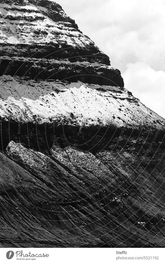 Rock layers on one of the Faroe Islands färöer Sheep Islands Rock mound Rock islands mountain Hill Hill side Steep rocky shore Slope Formation rock island Cliff