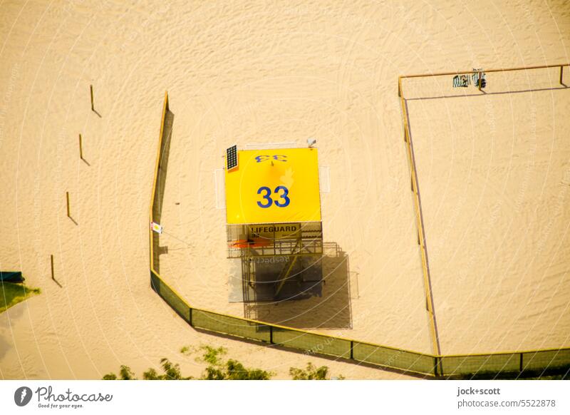 Lifeguard 33 Beach Safety Bird's-eye view Summer Vacation & Travel monitoring tower number Pacific beach Background picture Australia Surfers Paradise