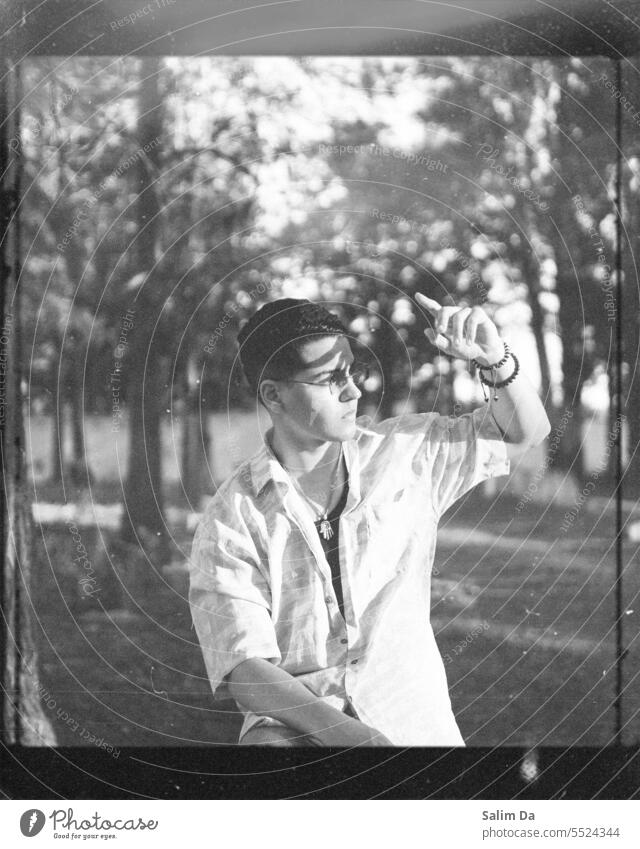 Black and white aesthetic portrait Film film photography Filmlook Black & white photo black and white Sunlight Aesthetics sunny sunkissed confident handsome