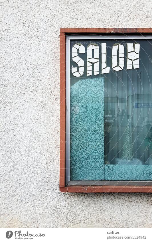 Salonable, or not anymore ? Hairdresser barber Ladies hairdresser Advertising Company nameplate Weathered Old care Profession Professional Haircut Modern