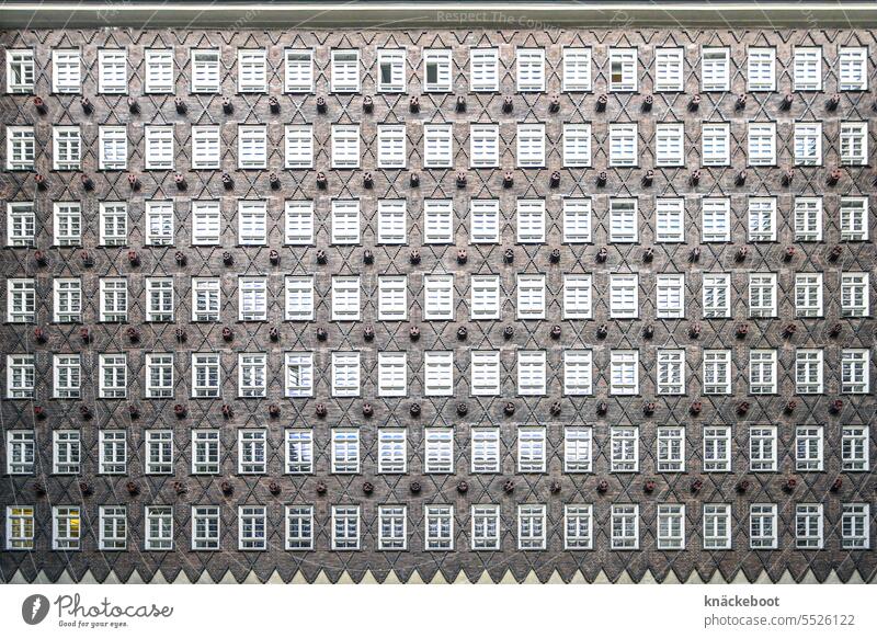 windows courtyard sprinkenhof Kontorhausviertel office building Architecture Modern architecture Manmade structures modern Window Geometry Esthetic Hamburg