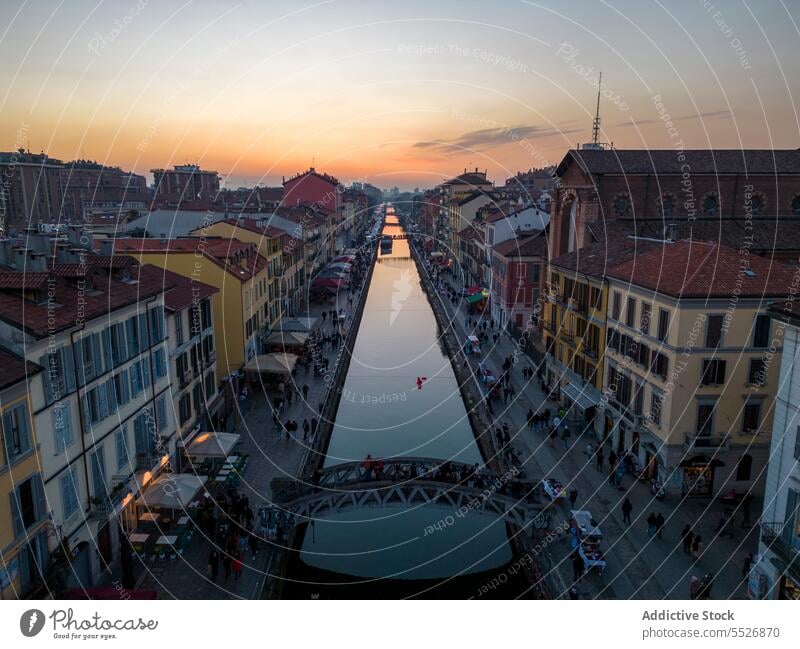 Old city with buildings near channel in dusk cityscape venice sightseeing bridge landmark water travel tourism attract destination famous visit skyline district