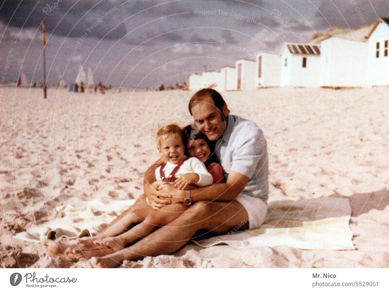 again and again I beach vacation Summer Family & Relations Beach Together Summer vacation Vacation & Travel Sand children Father North Sea Relaxation 70s