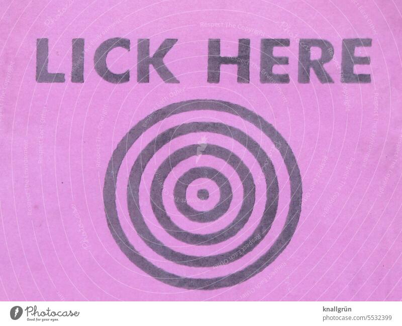 Lick here lick Round Target Expectation meetings Aim Assignment Accuracy Precision Colour photo flavor taste Circle Circular pink Pink Black Strike