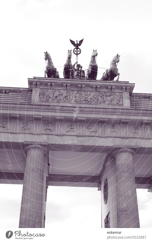 Brandenburg Gate Berlin Goal Landmark Germany Capital city Black graphically illustration Silhouette contour White exempt Gray Tourist Attraction Historic