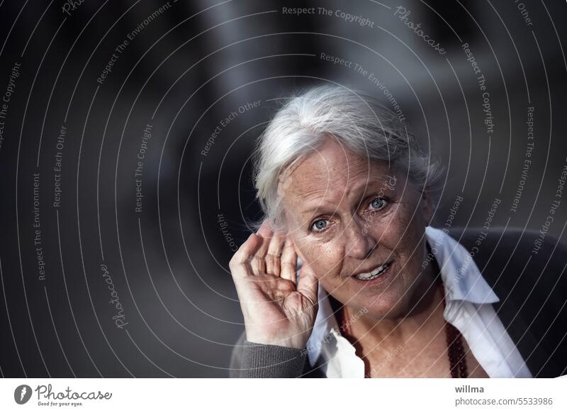 Excuse me? You must speak clearly, I am over 80!!! Senior citizen hard of hearing White-haired Woman Hearing loss Human being portrait Gray-haired Female senior