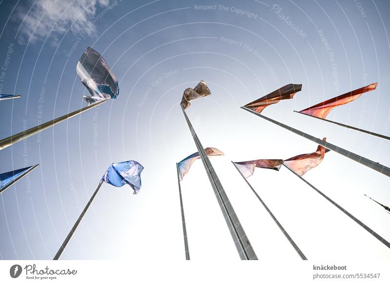 sky flags Flags Sky Wind Blow Judder Flagpole Clouds Sign