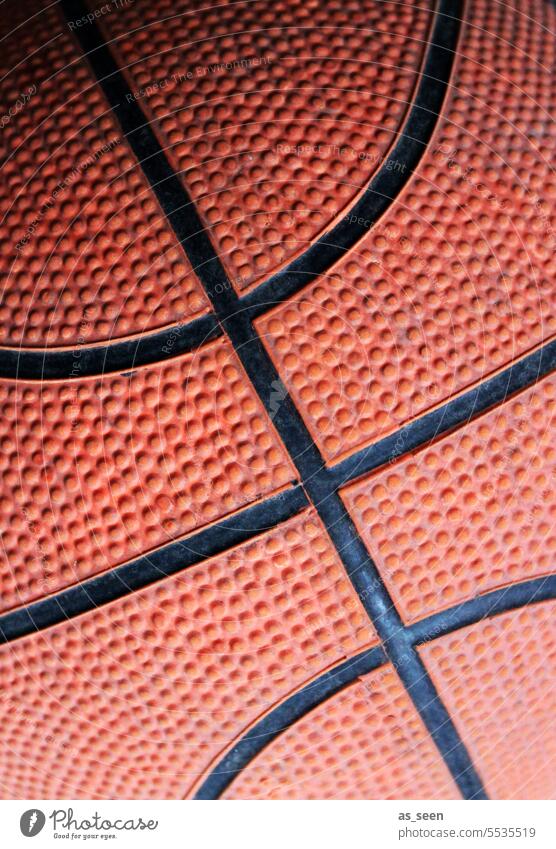 basketball Basketball Close-up Orange Black lines Rubber Sports Leisure and hobbies Ball sports Basketball arena Athletic Colour photo Throw Playing Fitness