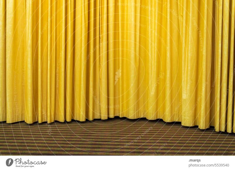 Yellow curtain Drape Folds Curiosity Theatre Stage Event Screening Velvet Anticipation Shows Decoration Culture Entertainment Expectation Hang Opera Movie hall