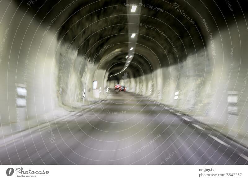 fast ride through a tunnel Tunnel Tunnel vision Transport speed blurred motion blur cars Traffic lane Speed Driving Street Movement blurriness hazy Road traffic