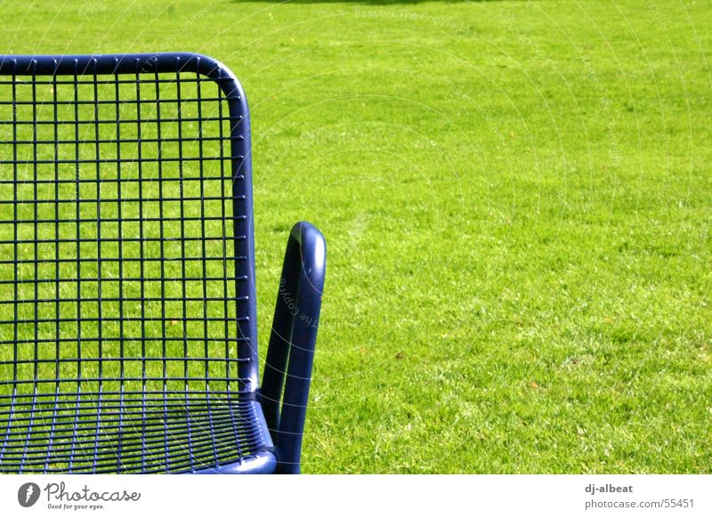 And when I'm not here, I'm on the sun deck. Meadow Nature Mannheim Park Green Calm Relaxation To enjoy Exterior shot Chair Sit Metal Lie Blue chill Joy Freedom