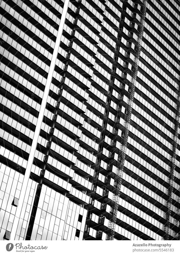 Black and white image of modern architecture abstract angle apartment architectural background black and white building business city cityscape commerce