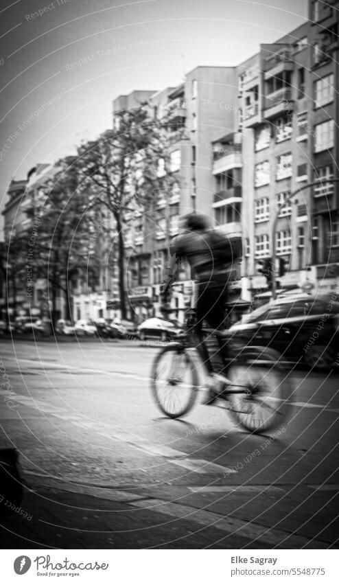 Street photo cyclist in Berlin long exposure Long exposure cyclists Cycling Movement Sports Speed swift urban Bikers Transport City activity