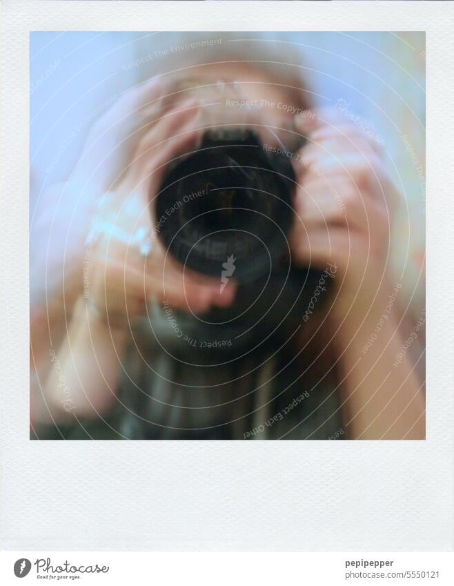 blurred polaroid of young woman taking photo Polaroid Young woman Take a photo taking a photograph blurred photo Photography Woman Analog Leisure and hobbies