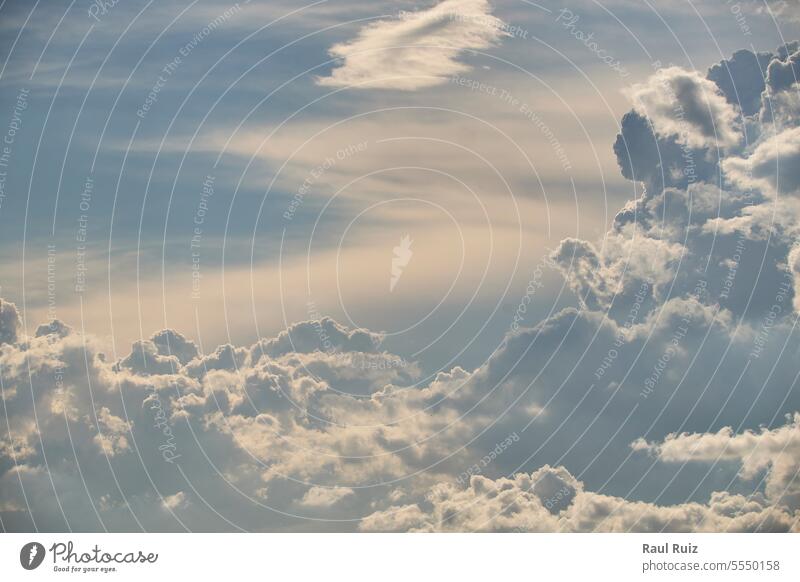 Blue sky full of white clouds, storm day color image environment outside blue sky negative space vertical nobody environmental future copy space possibility