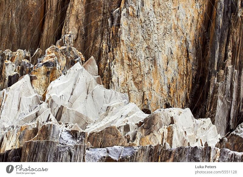 Natural rock formation with quarry. Stone Rock structures Abstract Nature Structures and shapes Surface Detail Material naturally textured background Rough