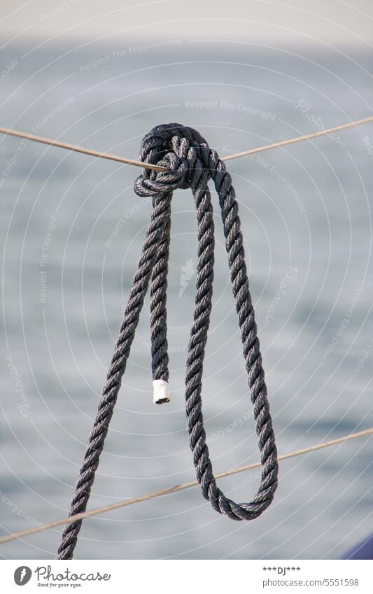 Tightly knotted rope / cord on a boat deck Rope ropes String Knot Firm Bound tethered tight moored connected safeguarded Connecting ropes Rope knot Node