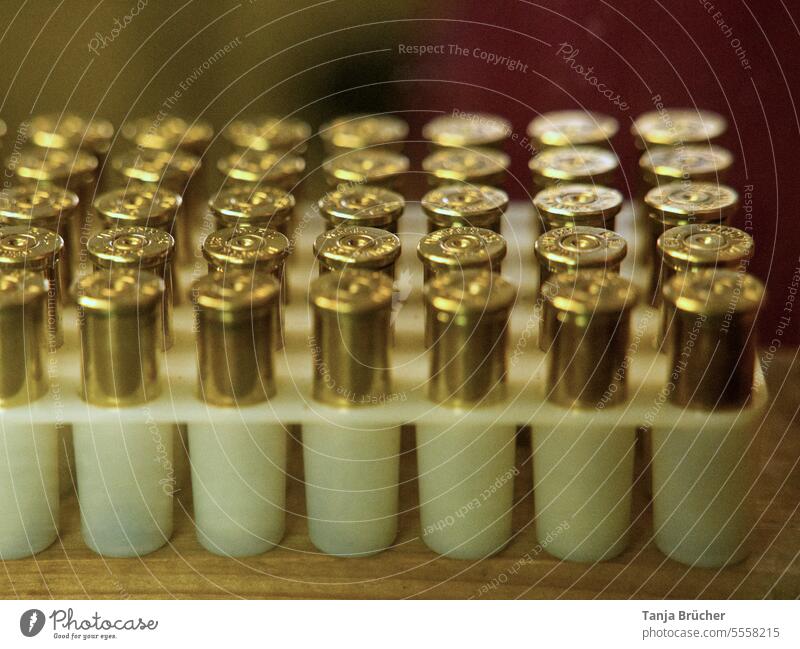 Golden cartridges in rank and file Cartridges Munitions Ammunition storage Rifle cartridges Pistol cartridges Defence Firearm Holder for cartridges