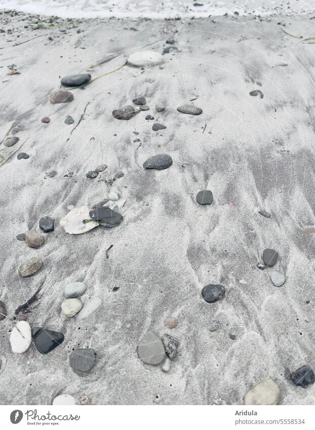 Fabric softener | beach washed by waves Beach Sand stones Ocean Water coast Baltic Sea Waves Gray Beige