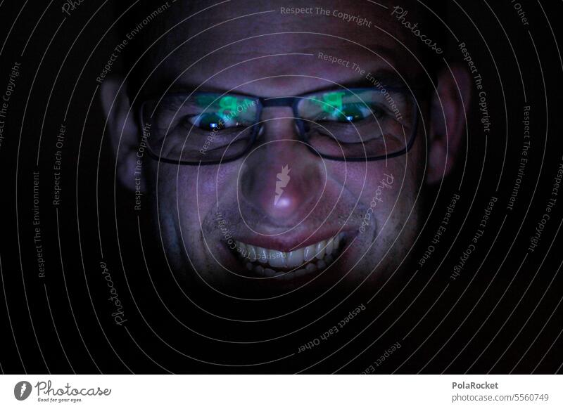 #AS# Bitcoin Guy bit coin Hacker hacker attack Crazy Madness Eyeglasses Colour photo portrait Man Human being Joy pc Internet
