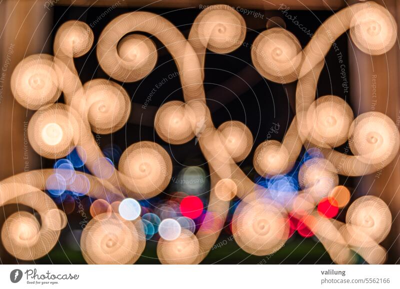 Defocused street Christmas lights abstract background blur blurred blurry bokeh bright circles color colorful decorate decoration defocused design effect