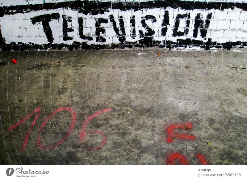 TV Graffiti Television Watching TV Media Film industry Entertainment Program Technology Retro Old fashioned Entertainment electronics television Characters