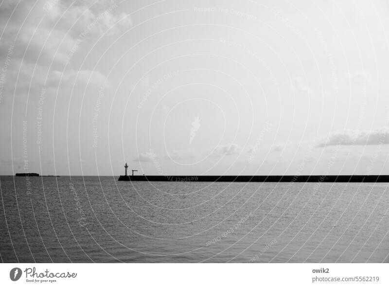 coastal line Mole Lighthouse Ocean Atlantic Ocean Water Sky Clouds Clarity wide Exterior shot Copy Space top Copy Space bottom Copy Space left Copy Space right