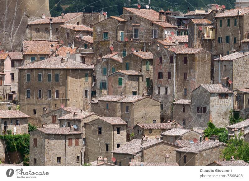 Sorano, historic town in Grosseto province, Tuscany Europe Italy architecture building city cityscape color day exterior house medieval old outdoor palace