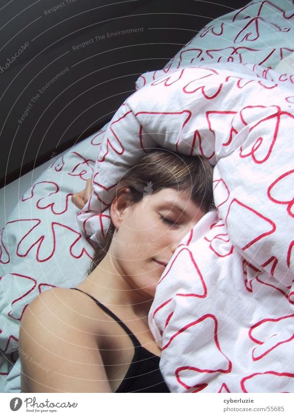 Sleeping Beauty Sleep Bed Cuddling Bedclothes Calm Doze Heart Eyes Lie Relaxation