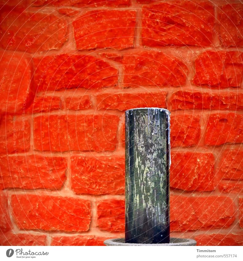 Trash! 2015 The candle. Living or residing Wall (barrier) Wall (building) Candle Candle holder Stone Red Black Seam Colour photo Interior shot Deserted