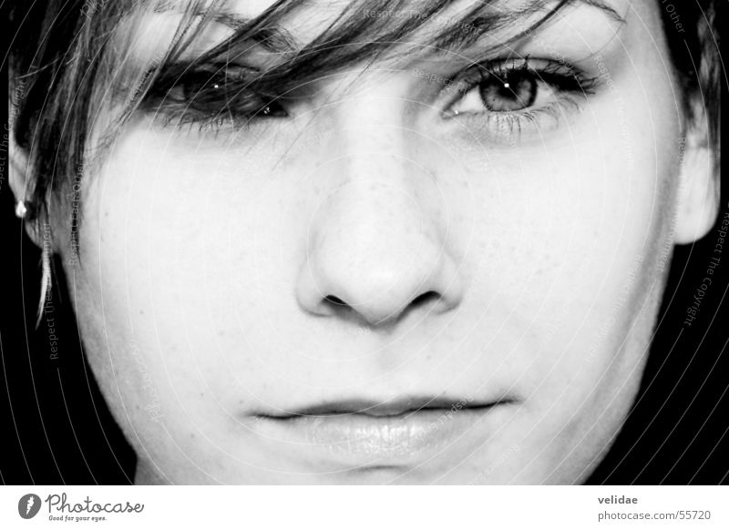 Catty Eyes Young woman Macro (Extreme close-up) Black & white photo Face Contrast