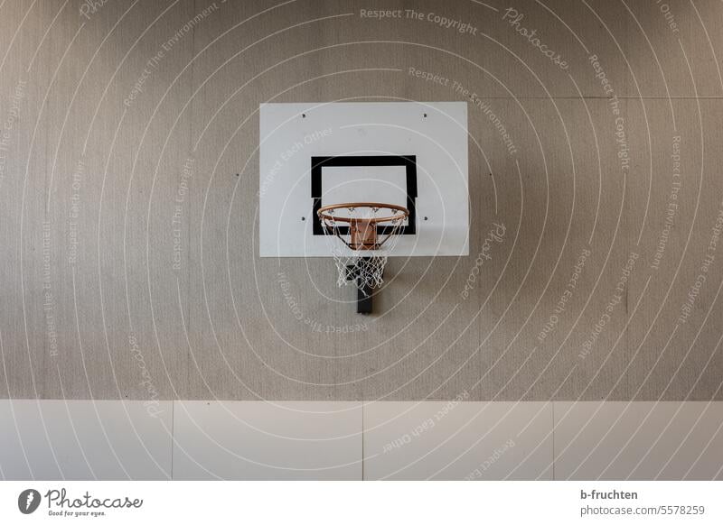 Basketball hoop in a gym Basketball basket gymnasium Sports Playing Ball sports Leisure and hobbies Wall (building) Old Second-hand utilised Basketball arena