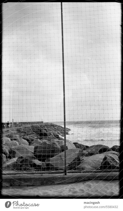 View of the sea during a storm Loneliness Black & white photo Sadness Transience Analog analogue photography black-and-white Black and white photography