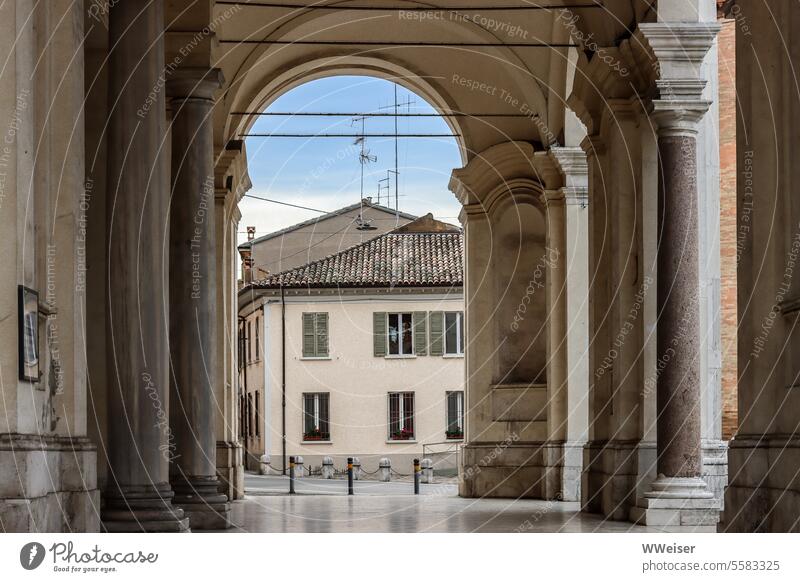 The harmoniously proportioned columns of the old cathedral in a small Italian town Architecture Italy Dome Entrance Church Catholic Emilia-Romagna Ravenna