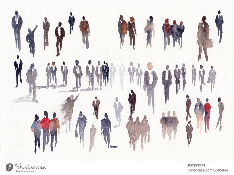 Abstract human silhouettes painted in watercolor|Goethe in the wind Watercolors people Silhouette group People Creativity Painting (action, artwork)