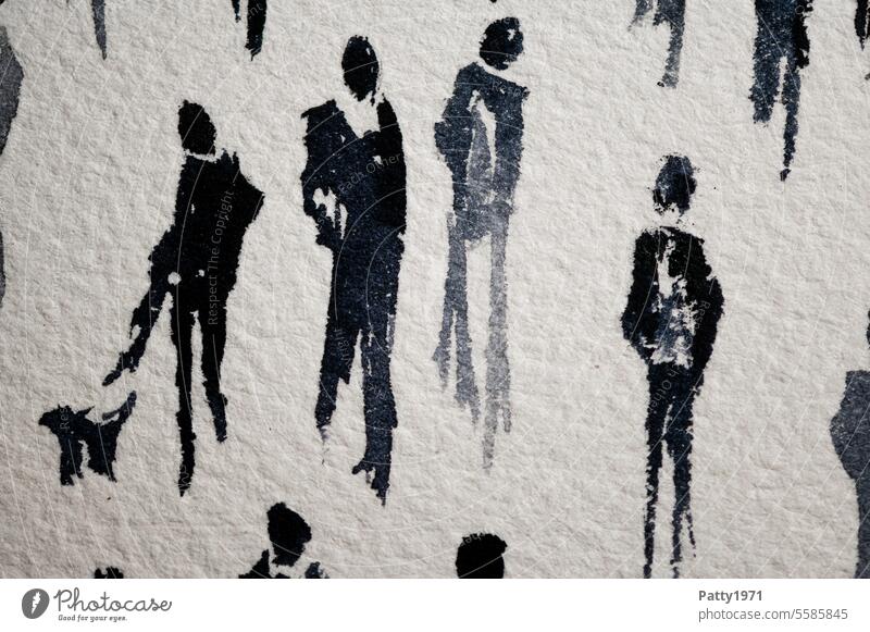 Abstract human silhouettes painted in watercolor Watercolors people Silhouette People Art Creativity Leisure and hobbies Draw Painting (action, artwork)