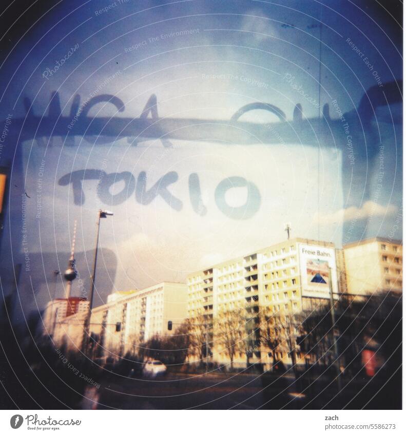 Tokyo Holga Berlin Analog Lomography Town Scan Double exposure Slide Tower Cross processing cross Television tower Berlin TV Tower House (Residential Structure)