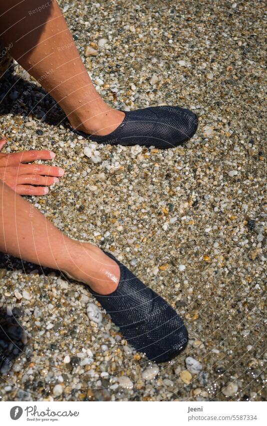Feet in wet sand sandy coast Summer vacation Vacation mood Beach vacation To enjoy Break Freedom Wet refreshingly Barefoot feet Relaxation Human being Skin