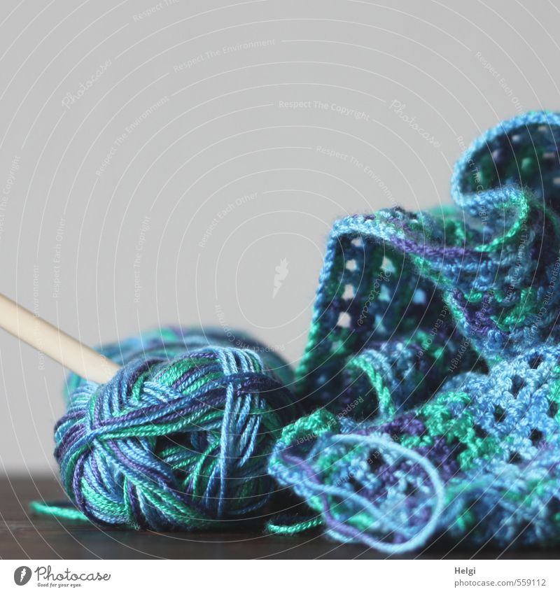 crafted Leisure and hobbies Handcrafts Crochet Wool Pattern Knot Lie Esthetic Authentic Beautiful Uniqueness Cuddly Blue Gray Green White Joy Conscientiously