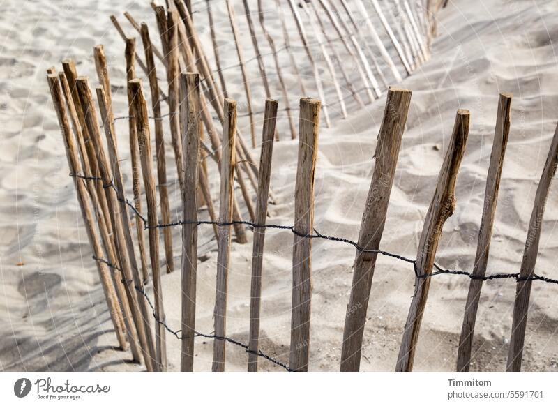 This fence is almost insurmountable! Fence Wood Easy skew Beach Sand Baltic Sea Exterior shot Deserted Vacation & Travel Colour photo Light and shadow