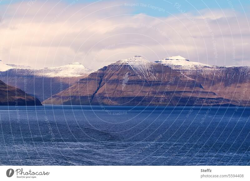 North Atlantic Faroe Islands färöer Sheep Islands Archipelago Atlantic Ocean North Atlantic Islands atlantic ocean Rock mound mountains snow peaks Steep