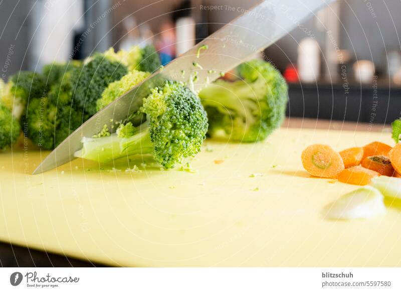Fresh broccoli is cut Broccoli Food Vegetable Colour photo food products Organic produce Vegetarian diet Nutrition Healthy Vegan diet Food photograph Diet
