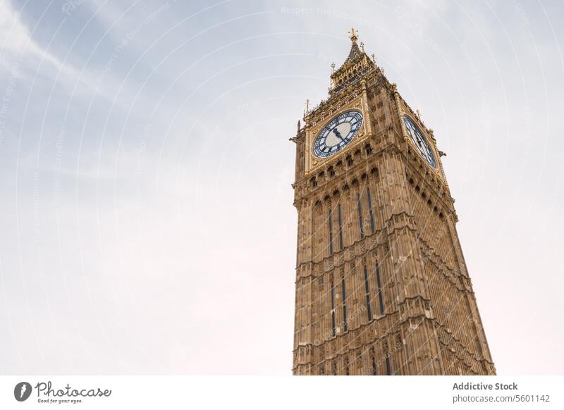 Iconic Big Ben clock tower against a cloudy sky in London big ben london historic landmark architecture time iconic touristic england united kingdom city urban