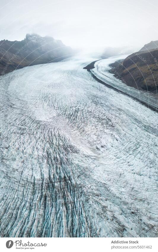 Majestic glacier at VatnajÃ¶kull Park, Iceland aerial vatnajÃ¶kull iceland national park texture nature marvel landscape scenic terrain cold climate arctic