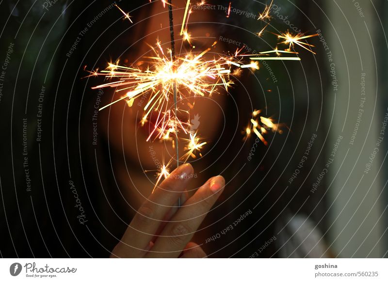 The Spark Feminine Young woman Youth (Young adults) 1 Human being 18 - 30 years Adults Optimism Success Power Curiosity New Year's Eve Sparkler Fingers Asians