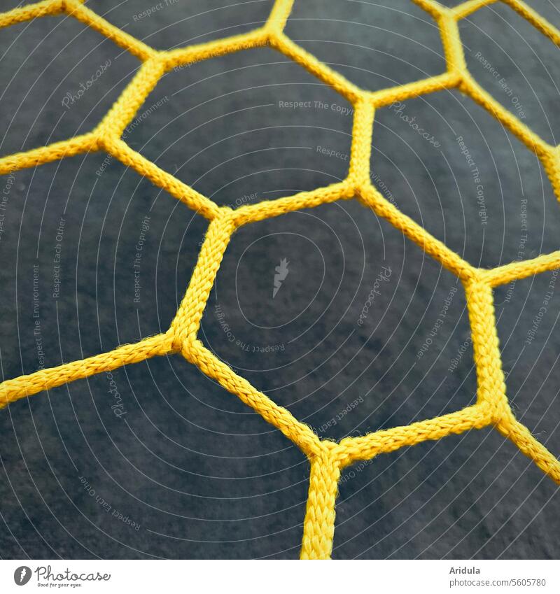 Yellow net Net Sports Honeycomb Hexagon gymnasium Close-up Detail Structures and shapes Abstract Goal Goal net Ball sports Sporting Complex Chemistry
