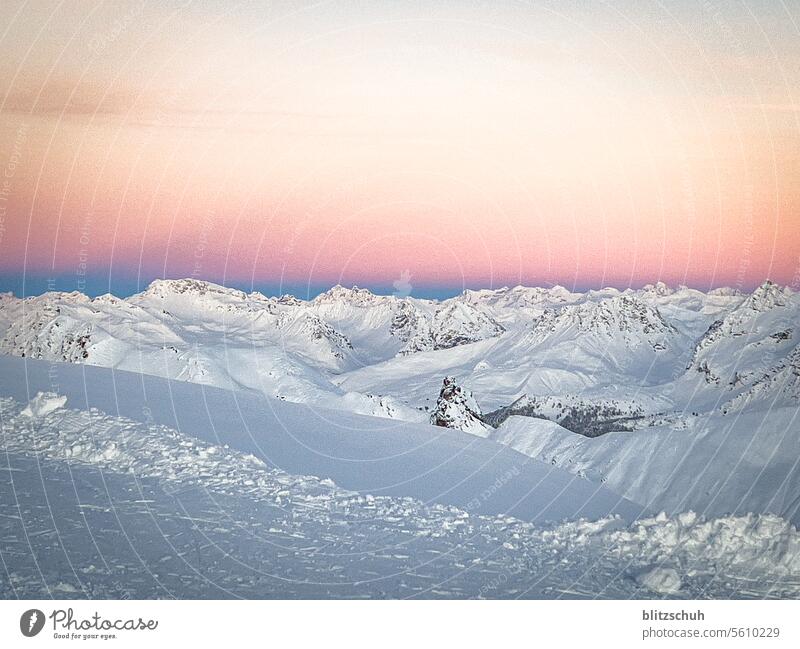 When the day bids farewell at an altitude of 2800m in December mountains Sunset Dusk Twilight Alps Switzerland Swiss Alps Mountain Nature Landscape Tourism