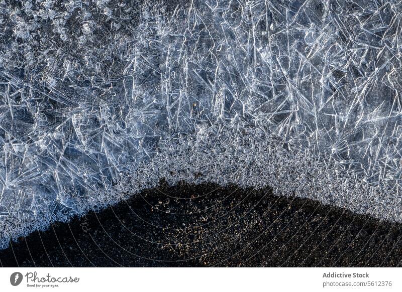 Intricate ice patterns on a frozen background crystal texture natural cold winter detail close-up frost abstract blue icy surface sharp nature macro cool
